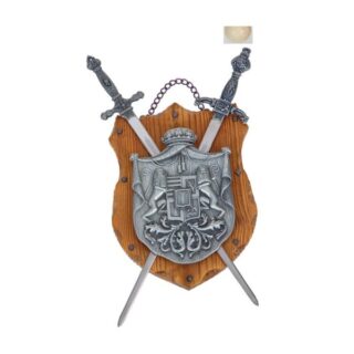 ΟΙΚΟΣΗΜΟ ΜΕ 2 ΣΠΑΘΙΑ ΣΚΑΛΙΣΤΟ ΣΕ ΞΥΛΙΝΗ ΒΑΣΗ ΣΕ ΑΣΗΜΙ ΧΡΩΜΑ ΜΕ ΤΕΧΝΙΤΗ ΠΑΛΑΙΩΣΗ 587