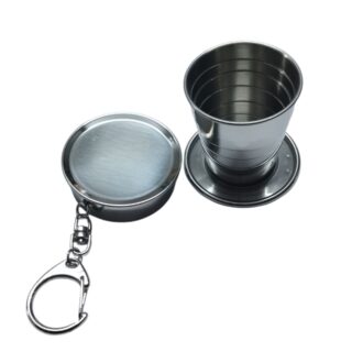 Πτυσσόμενο Ποτήρι Ανοξείδωτο με Μπρελόκ – Ιδανικό για ταξίδι