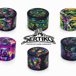 SERTIKO PREMIUM HERB GRINDER 50MM – Psychedelic Animal Design | 4 Parts Metal Aluminium Grinder