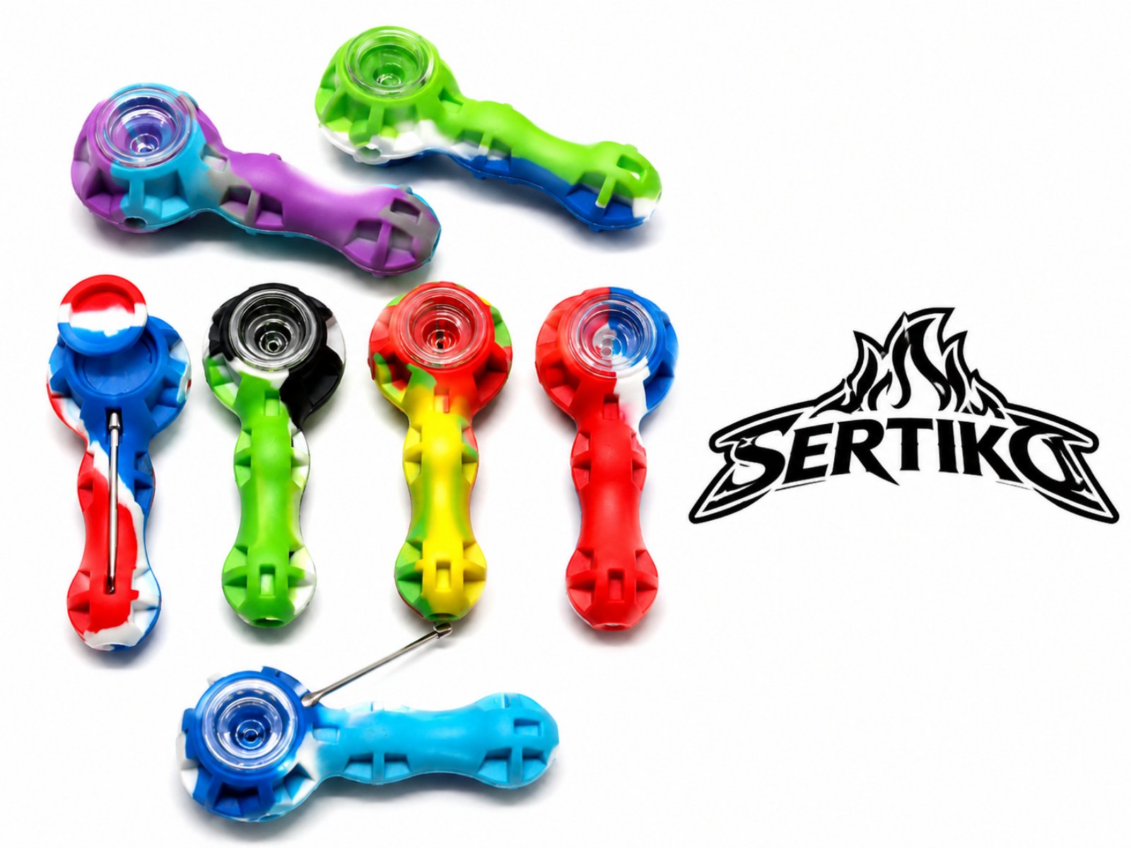 SERTIKO SILOCONE SPOON PIPE ME ΓΥΑΛΙΝΟ BOWL